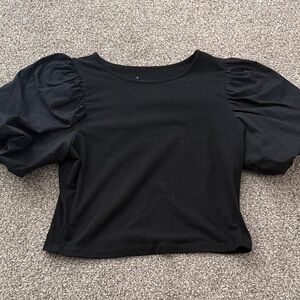 a new day Black Puff Sleeve Crop Top